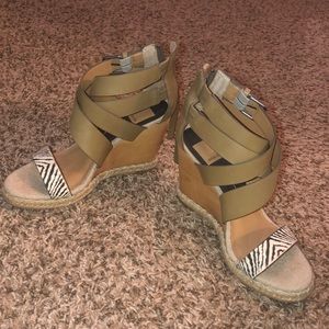 Wedge zebra and green strap dolce vida